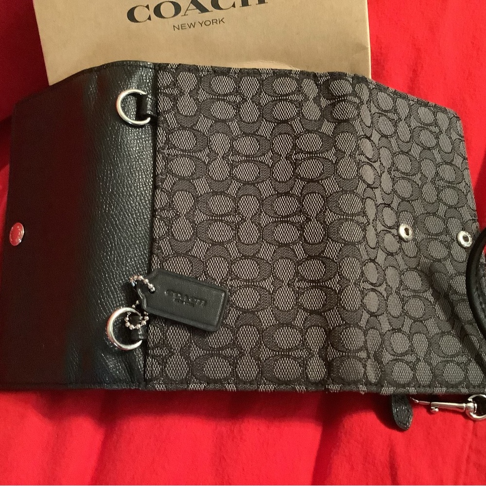 Coach Black Signature Canvas Small Crossbody Clutch